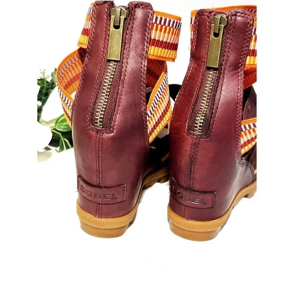 Sorel Joanie II Strap Wedge Sandal EUC Size [6.5 ] Burgandy - Picture 7 of 14